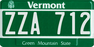 VT license plate ZZA712