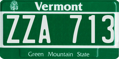 VT license plate ZZA713
