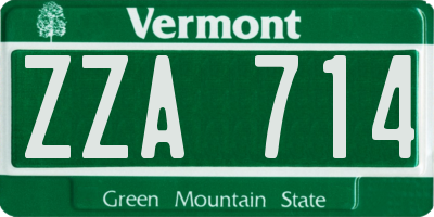 VT license plate ZZA714