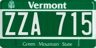 VT license plate ZZA715