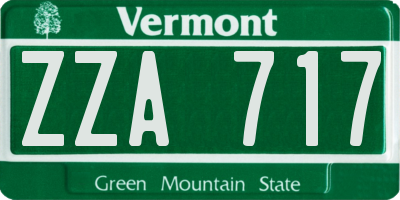 VT license plate ZZA717