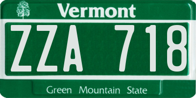 VT license plate ZZA718