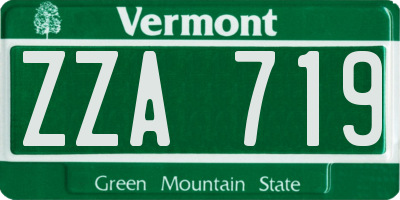 VT license plate ZZA719