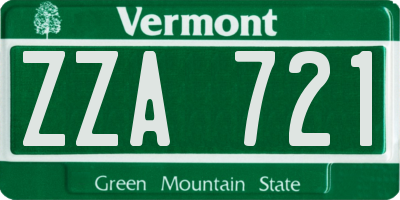 VT license plate ZZA721