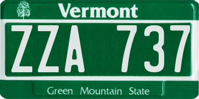 VT license plate ZZA737
