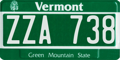 VT license plate ZZA738