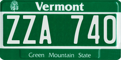 VT license plate ZZA740