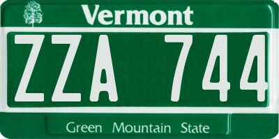 VT license plate ZZA744
