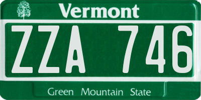 VT license plate ZZA746