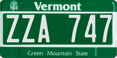 VT license plate ZZA747
