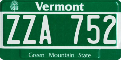 VT license plate ZZA752