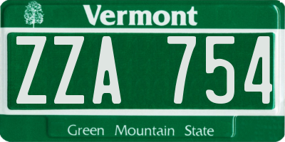 VT license plate ZZA754