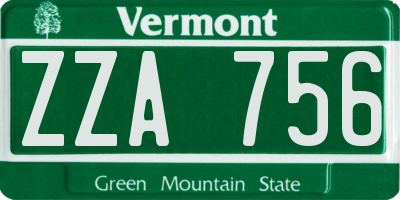 VT license plate ZZA756