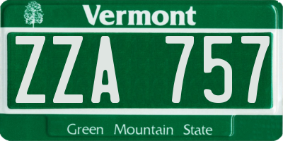 VT license plate ZZA757