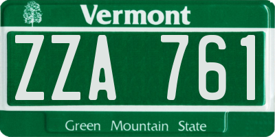 VT license plate ZZA761