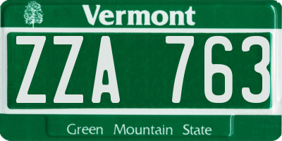 VT license plate ZZA763