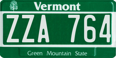 VT license plate ZZA764