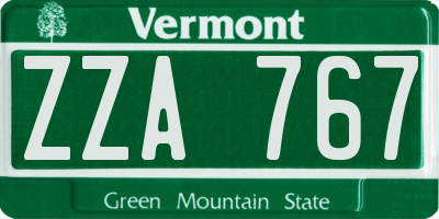 VT license plate ZZA767