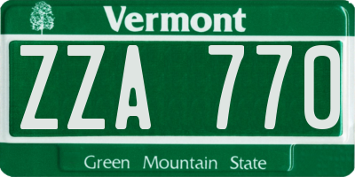VT license plate ZZA770