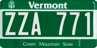 VT license plate ZZA771