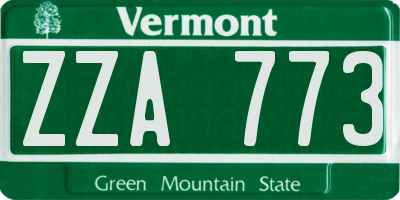 VT license plate ZZA773