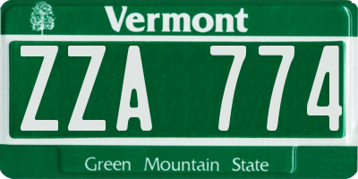 VT license plate ZZA774