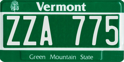 VT license plate ZZA775