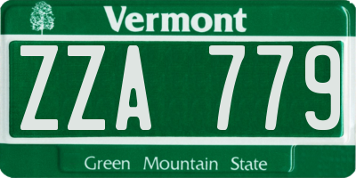 VT license plate ZZA779