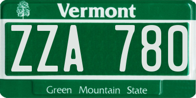 VT license plate ZZA780
