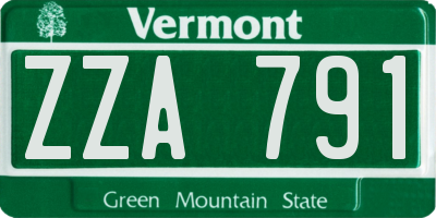 VT license plate ZZA791