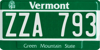 VT license plate ZZA793
