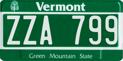 VT license plate ZZA799