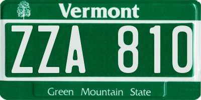 VT license plate ZZA810