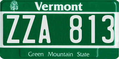 VT license plate ZZA813