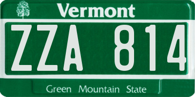 VT license plate ZZA814