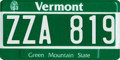 VT license plate ZZA819