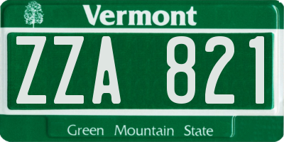 VT license plate ZZA821