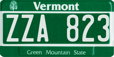 VT license plate ZZA823