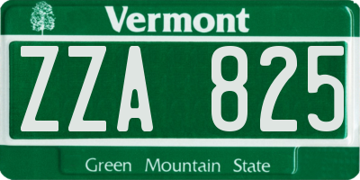 VT license plate ZZA825