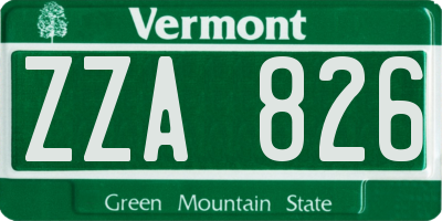 VT license plate ZZA826