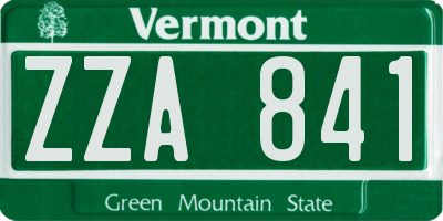 VT license plate ZZA841