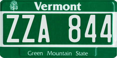 VT license plate ZZA844