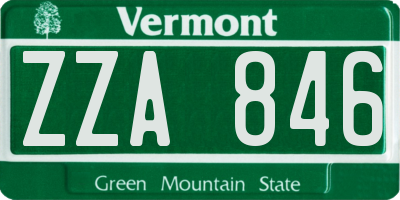 VT license plate ZZA846