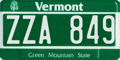 VT license plate ZZA849