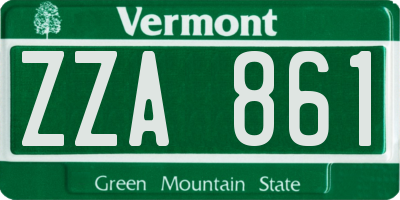 VT license plate ZZA861