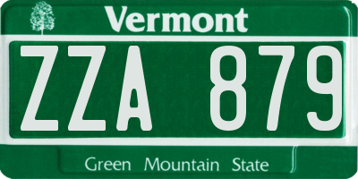 VT license plate ZZA879