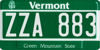 VT license plate ZZA883