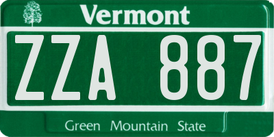 VT license plate ZZA887