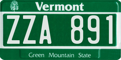 VT license plate ZZA891