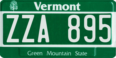 VT license plate ZZA895